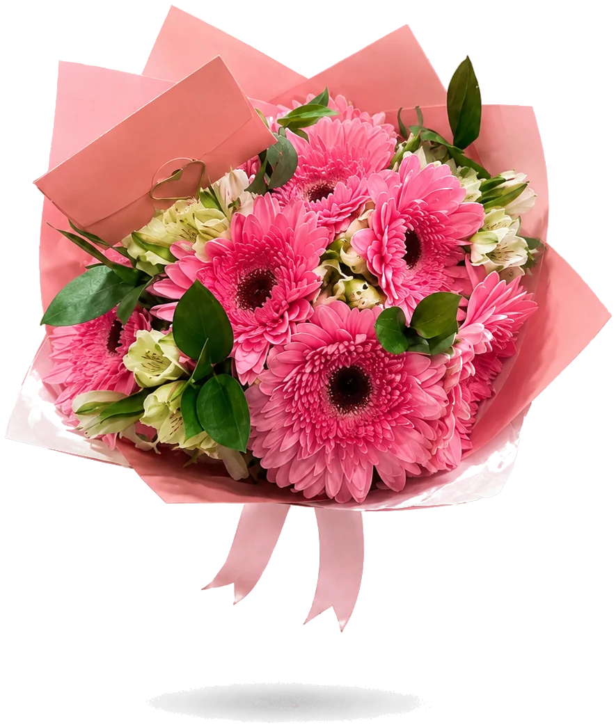 Ramo de gerberas y alstroemerias: contiene 25 varas mixtas de gerberas, alstroemerias y ruscus